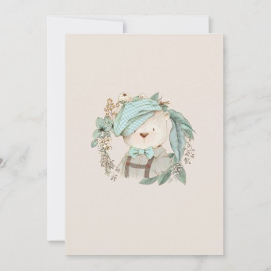  Teddy Bear Cute Baby shower for Boy Kaart (Achterkant)