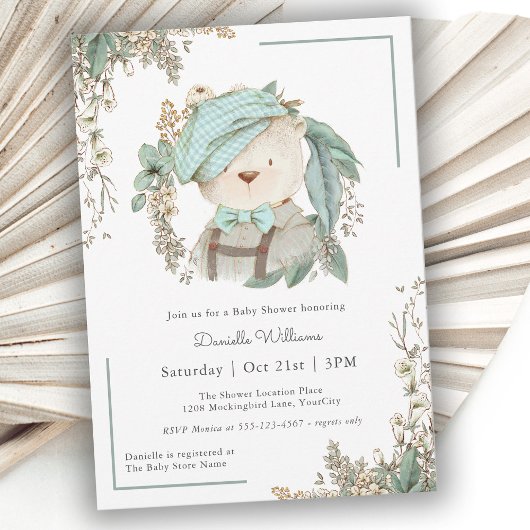  Teddy Bear Cute Baby shower for Boy Kaart