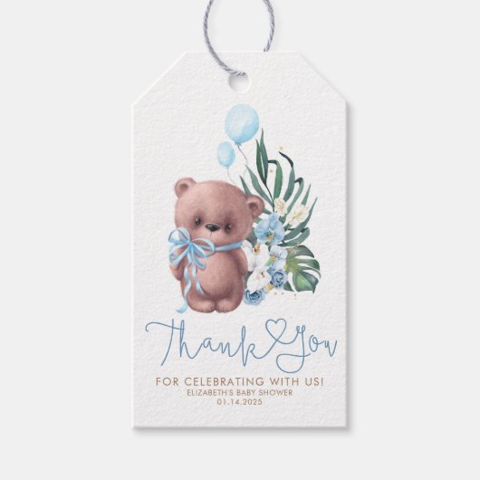 Teddy Bear Cute Boho Baby shower Dank u wel Cadeaulabel (Voorkant)