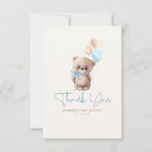 Teddy Bear Cute Boy Baby shower Dank je wel Bedankkaart (Voorkant)