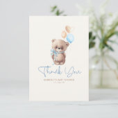 Teddy Bear Cute Boy Baby shower Dank je wel Bedankkaart (Staand voorkant)