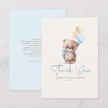 Teddy Bear Cute Boy Baby shower Dank je wel