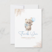 Teddy Bear Cute Boy Baby shower Dank je wel Bedankkaart (Voorkant)