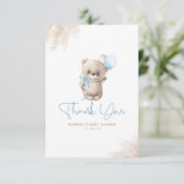 Teddy Bear Cute Boy Baby shower Dank je wel Bedankkaart (Staand voorkant)