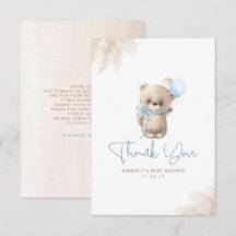 Teddy Bear Cute Boy Baby shower Dank je wel