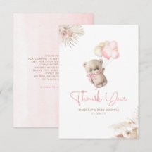 Teddy Bear Cute Girl Baby shower Dank je wel