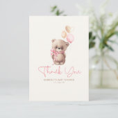 Teddy Bear Cute Girl Baby shower Dank je wel Bedankkaart (Staand voorkant)