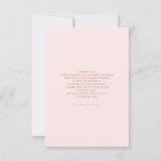 Teddy Bear Cute Girl Baby shower Dank je wel Bedankkaart (Achterkant)