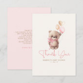 Teddy Bear Cute Girl Baby shower Dank je wel Bedankkaart (Voorkant / Achterkant)