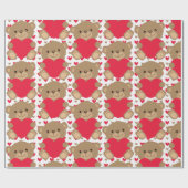 Teddy Bear Cute Heart Pattern Baby Gift Birthday Cadeaupapier (Vlak)
