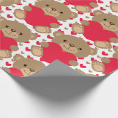 Teddy Bear Cute Heart Pattern Baby Gift Birthday Cadeaupapier (Hoek)