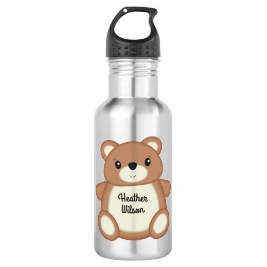 Teddy Bear Cute Kinder Water Flacon met naam Waterfles (Voorkant)