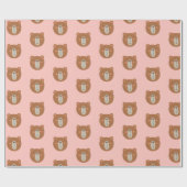 Teddy Bear Cute Pink Wrapping Paper Cadeaupapier (Vlak)