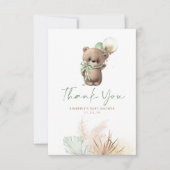 Teddy Bear Cute Sage Green Baby shower Dank u wel Bedankkaart (Voorkant)