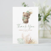 Teddy Bear Cute Sage Green Baby shower Dank u wel Bedankkaart (Staand voorkant)