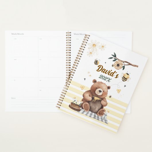 Teddy bear cute school planner with honey pot (Display)