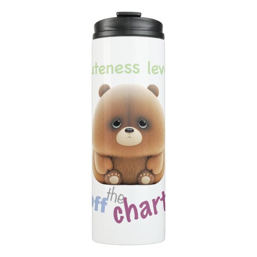 Teddy Bear Cuteness Level Leuk Schattig Grappig Thermosbeker (Voorkant)
