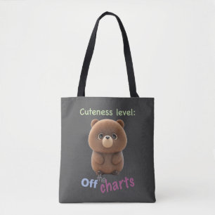 Teddy Bear Cuteness Level Leuk Schattig Grappig Tote Bag