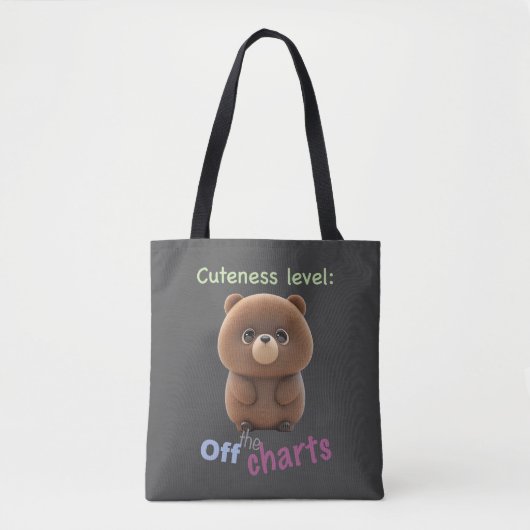Teddy Bear Cuteness Level Leuk Schattig Grappig Tote Bag (Voorkant)