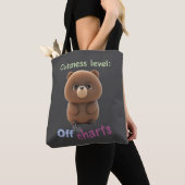 Teddy Bear Cuteness Level Leuk Schattig Grappig Tote Bag (Dichtbij)