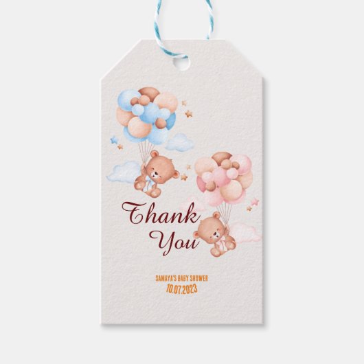 Teddy Bear Dank je Baby shower Cadeaulabel (Voorkant)