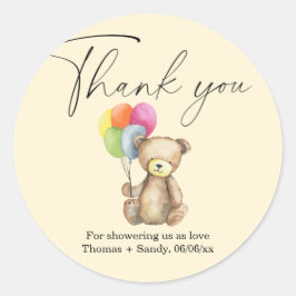Teddy Bear - Dank je Baby shower feest Ronde Sticker