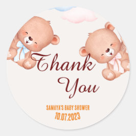 Teddy Bear Dank je Baby shower Ronde Sticker