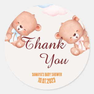 Teddy Bear Dank je Baby shower Ronde Sticker