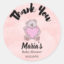 Teddy Bear Dank je Baby shower Ronde Sticker