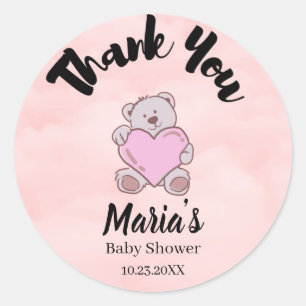 Teddy Bear Dank je Baby shower Ronde Sticker
