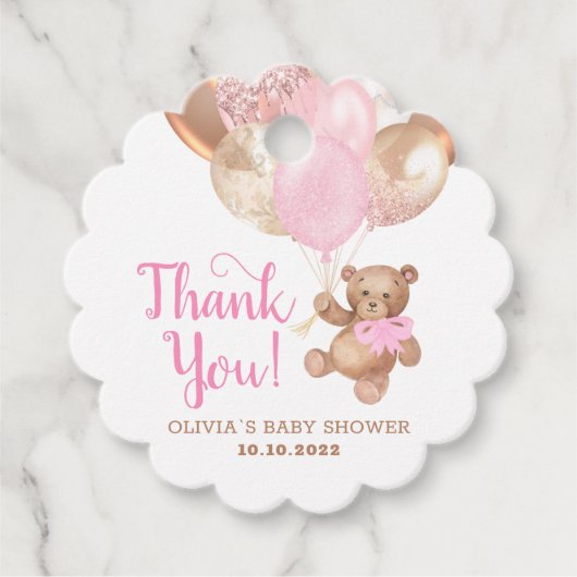 Teddy Bear Dank je Baby shower voor cadeautjes Lab Bedankjes Labels (Voorkant)