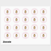 Teddy Bear Dank je wel Pink Polka Dot Ronde Sticker (Vel)