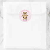 Teddy Bear Dank u Naam Stippen Roze Ronde Sticker (Tas)