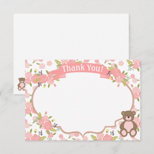 Teddy Bear Dank u Opmerkingen Teddy Bear Picnic Bedankkaart (Voorkant / Achterkant)