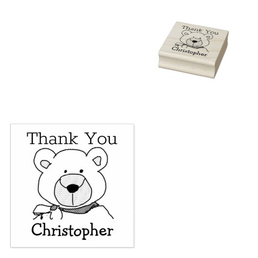 Teddy Bear Dank u Rubber Stamp Rubberstempel (Gestempeld)