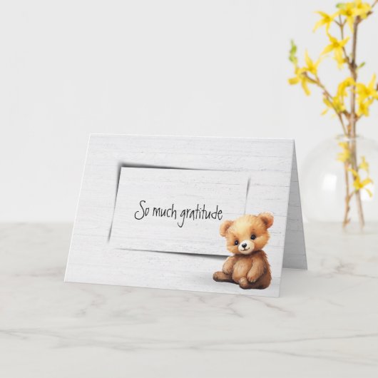Teddy Bear Dankbaarheid Kaart (Gele Bloem)