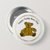 Teddy Bear Day Button met gebarsten Beer (Voorkant /achterkant)