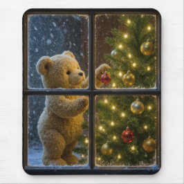 Teddy Bear Decorating a Christmas Tree Muismat