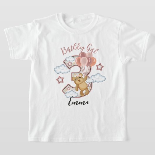 Teddy Bear Derde verjaardag peuterhemden T-shirt (Laagn)