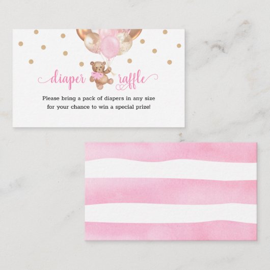 Teddy Bear Diaper Raffle Baby shower Enclosure Car Informatiekaartje (Voorkant / Achterkant)
