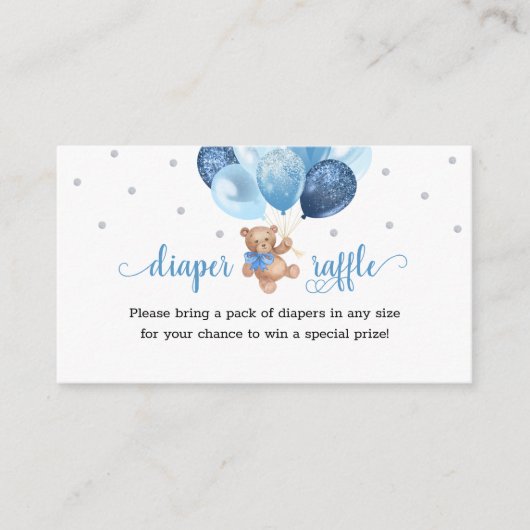 Teddy Bear Diaper Raffle Baby shower Informatiekaartje (Voorkant)