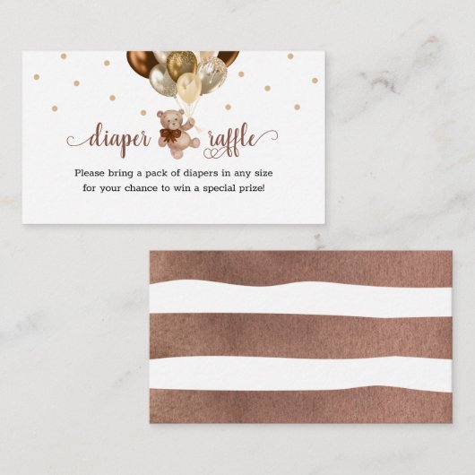 Teddy Bear Diaper Raffle Baby shower Informatiekaartje (Voorkant / Achterkant)
