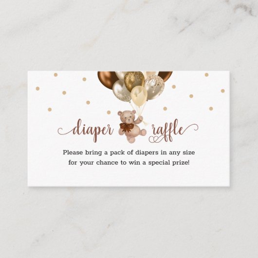 Teddy Bear Diaper Raffle Baby shower Informatiekaartje (Voorkant)