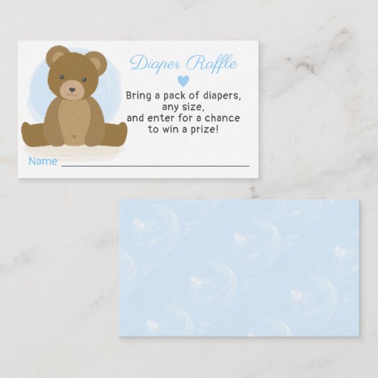 Teddy Bear Diaper Raffle Boy Baby shower Informatiekaartje (Voorkant / Achterkant)