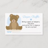 Teddy Bear Diaper Raffle Boy Baby shower Informatiekaartje (Voorkant)