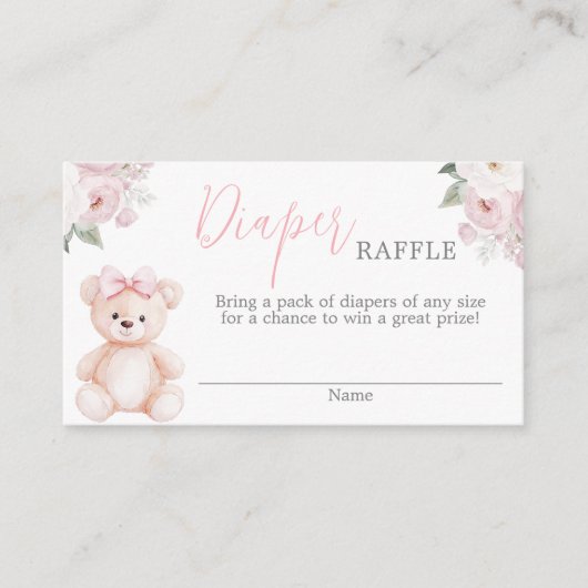 Teddy Bear Diaper Raffle Card Informatiekaartje (Voorkant)