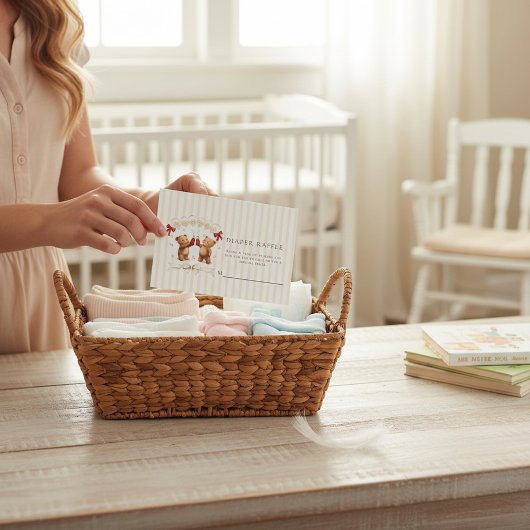 Teddy Bear Diaper Raffle Enclosure Card Informatiekaartje