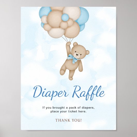 Teddy Bear Diaper Raffle Poster (Voorkant)