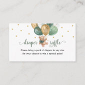 Teddy Bear Diaper Raffle Sage Green Baby shower Informatiekaartje (Voorkant)