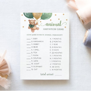 Teddy Bear Dierlijke Gestatie Spel Baby shower Kaa Kaart